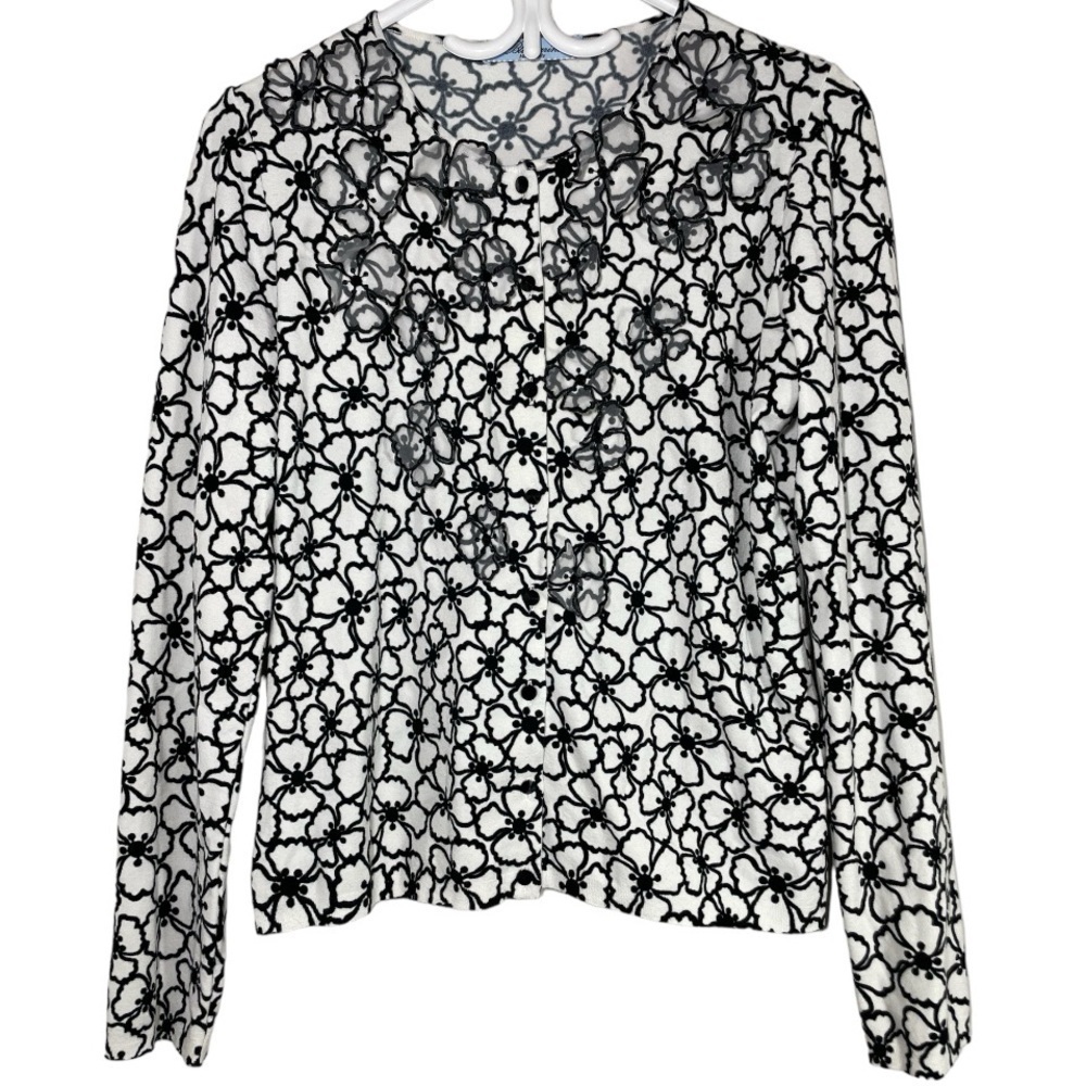 Blumarine Italy Floral Black White Cardigan size I44